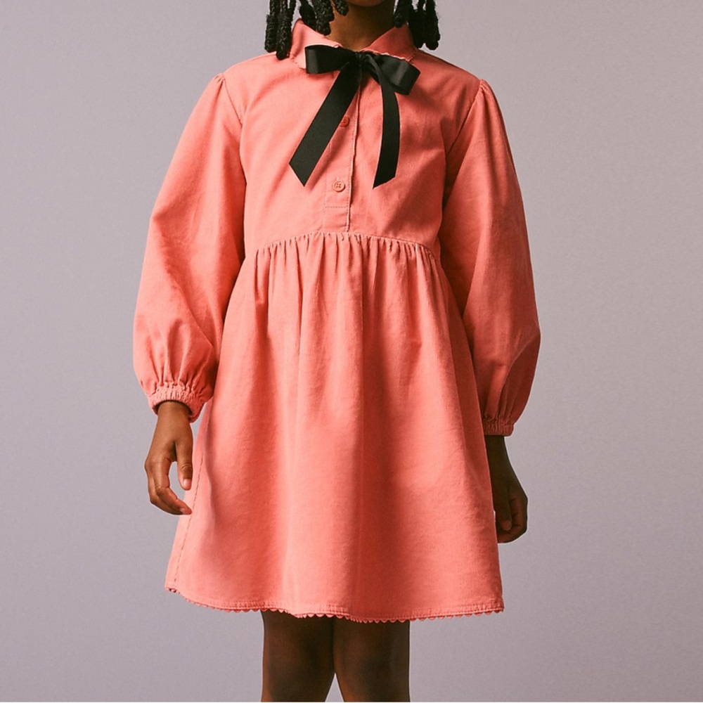 J.crew Crewcuts Girls' shirt-dress in lightweight corduroy Coral Reef Size:12 - Picture 5 of 10